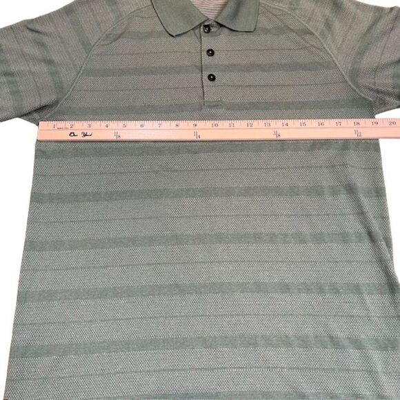 Lululemon Metal Vent Tech Polo 2.0 Wave Fade Rosemary Green Stripe Size Medium - Picture 3 of 8